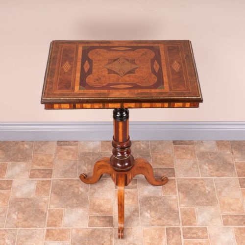 druce co high quality specimen inlaid tripod table - CATEGORY: ANTIQUE TABLES - DATED 19TH CENTURY