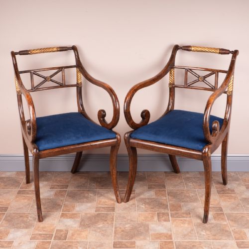 pair of regency style armhairs - CATEGORY: ANTIQUE CHAIRS - DATED 1900