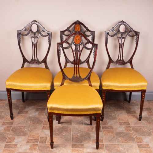 SET OF 4 INLAID MAHOGANY EDWARDIAN CHAIRS - ADDITIONAL PHOTO 1