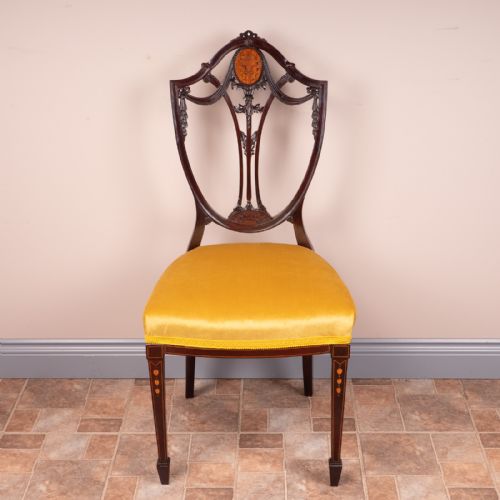 SET OF 4 INLAID MAHOGANY EDWARDIAN CHAIRS - ADDITIONAL PHOTO 3