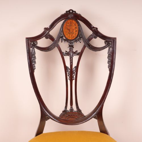 SET OF 4 INLAID MAHOGANY EDWARDIAN CHAIRS - ADDITIONAL PHOTO 4