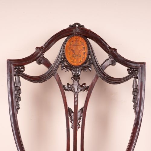 SET OF 4 INLAID MAHOGANY EDWARDIAN CHAIRS - ADDITIONAL PHOTO 5