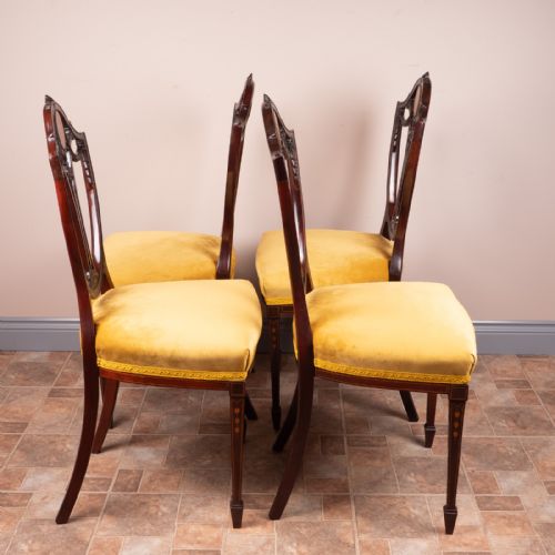 SET OF 4 INLAID MAHOGANY EDWARDIAN CHAIRS - ADDITIONAL PHOTO 6