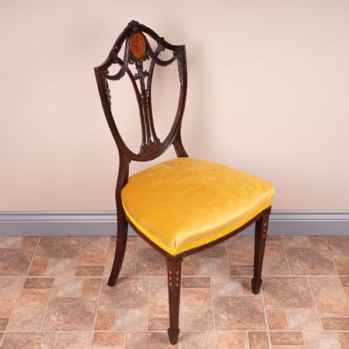 SET OF 4 INLAID MAHOGANY EDWARDIAN CHAIRS - ADDITIONAL PHOTO 8