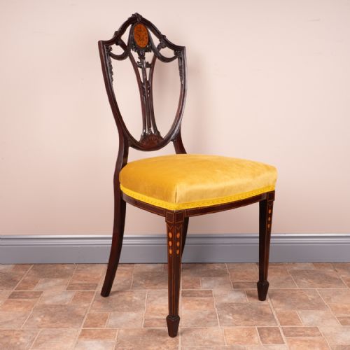 SET OF 4 INLAID MAHOGANY EDWARDIAN CHAIRS - ADDITIONAL PHOTO 9