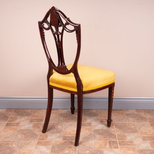 SET OF 4 INLAID MAHOGANY EDWARDIAN CHAIRS - ADDITIONAL PHOTO 11