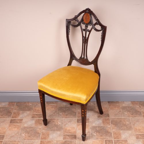 SET OF 4 INLAID MAHOGANY EDWARDIAN CHAIRS - ADDITIONAL PHOTO 15