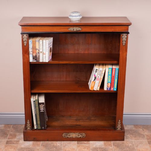brass mounted walnut open bookcase - CATEGORY: ANTIQUE BOOKCASES - DATED EDWARDIAN