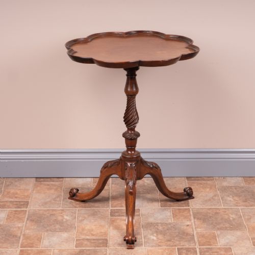 CARVED MAHOGANY TRIPOD WINE TABLE - ADDITIONAL PHOTO 1