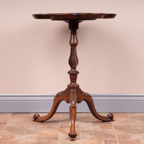 CARVED MAHOGANY TRIPOD WINE TABLE - ADDITIONAL PHOTO 2