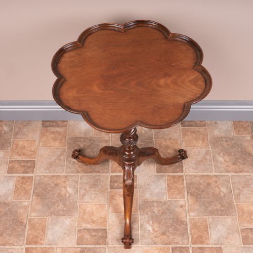 CARVED MAHOGANY TRIPOD WINE TABLE - ADDITIONAL PHOTO 3