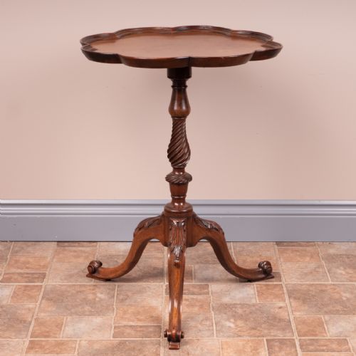 CARVED MAHOGANY TRIPOD WINE TABLE - ADDITIONAL PHOTO 4
