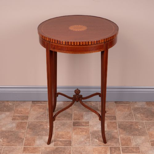 inlaid mahogany round occasional table - CATEGORY: ANTIQUE TABLES - DATED EDWARDIAN