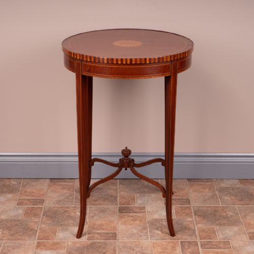 INLAID MAHOGANY ROUND OCCASIONAL TABLE - ADDITIONAL PHOTO 1