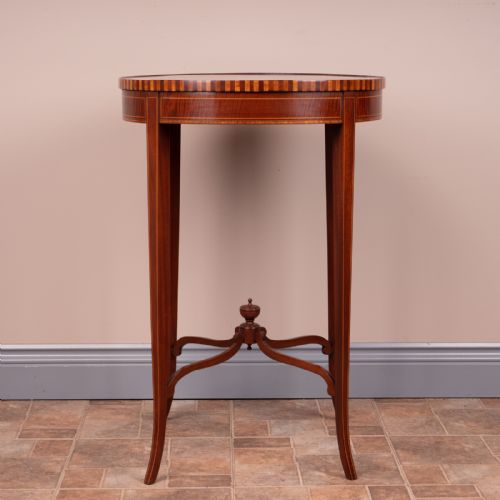 INLAID MAHOGANY ROUND OCCASIONAL TABLE - ADDITIONAL PHOTO 2