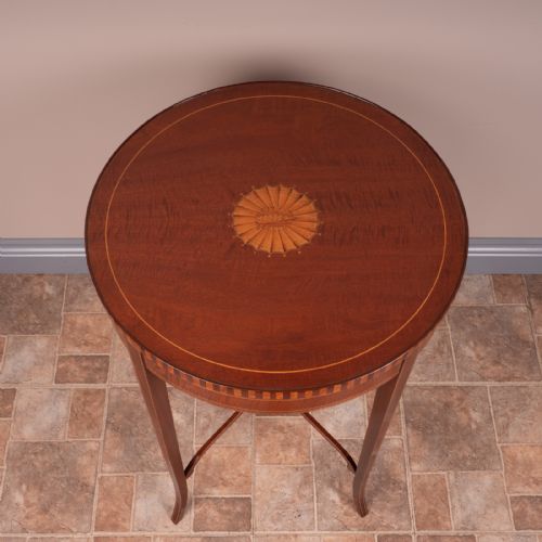 INLAID MAHOGANY ROUND OCCASIONAL TABLE - ADDITIONAL PHOTO 3