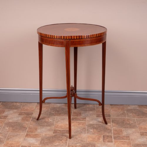 INLAID MAHOGANY ROUND OCCASIONAL TABLE - ADDITIONAL PHOTO 4