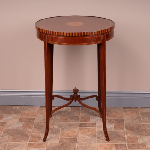 INLAID MAHOGANY ROUND OCCASIONAL TABLE - ADDITIONAL PHOTO 5