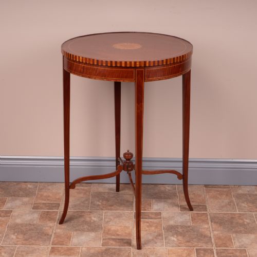 INLAID MAHOGANY ROUND OCCASIONAL TABLE - ADDITIONAL PHOTO 6