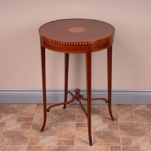 INLAID MAHOGANY ROUND OCCASIONAL TABLE - ADDITIONAL PHOTO 7