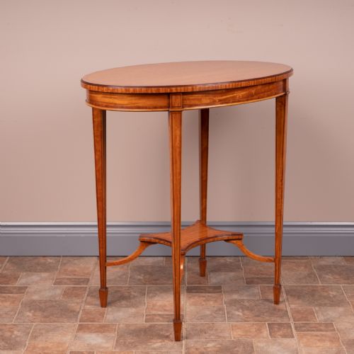 inlaid satinwood oval occasional table - CATEGORY: ANTIQUE TABLES - DATED EDWARDIAN