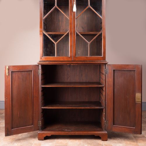 slender mahogany cupboard bookcase - CATEGORY: ANTIQUE BOOKCASES - DATED EDWARDIAN