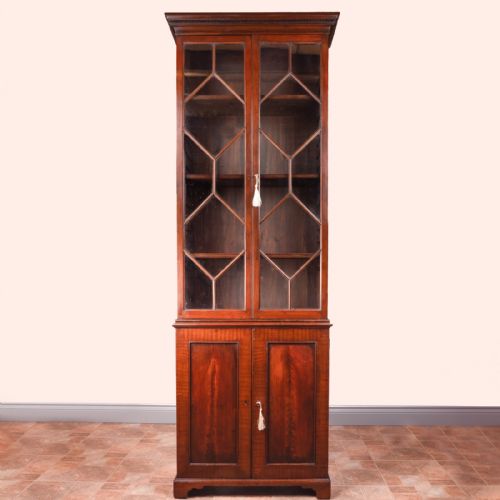 SLENDER MAHOGANY CUPBOARD BOOKCASE - ADDITIONAL PHOTO 1
