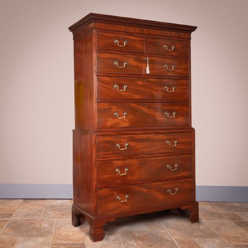 GOOD QUALITY GEORGIAN MAHOGANY CHEST ON CHEST - ADDITIONAL PHOTO 3