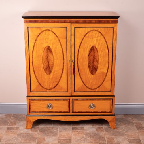 good quality inlaid satinwood 2 door cabinet - CATEGORY: ANTIQUE CUPBOARDS - DATED 1920