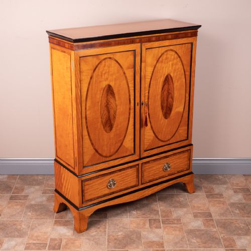 GOOD QUALITY INLAID SATINWOOD 2 DOOR CABINET - ADDITIONAL PHOTO 3