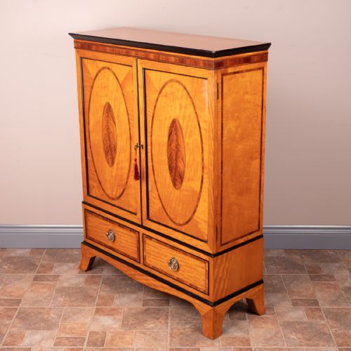 GOOD QUALITY INLAID SATINWOOD 2 DOOR CABINET - ADDITIONAL PHOTO 6