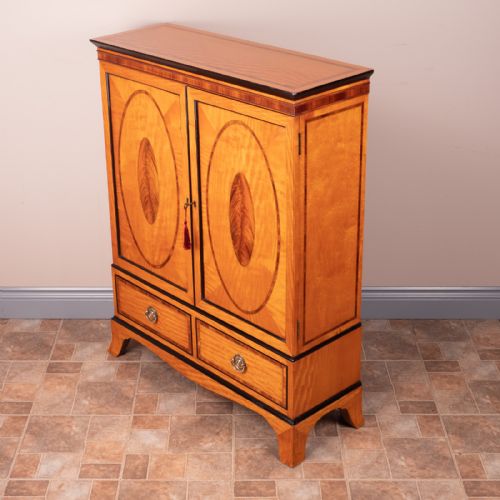 GOOD QUALITY INLAID SATINWOOD 2 DOOR CABINET - ADDITIONAL PHOTO 7