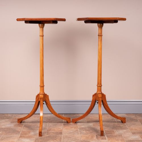 PAIR OF INLAID SATINWOOD TORCHERE STANDS - ADDITIONAL PHOTO 1