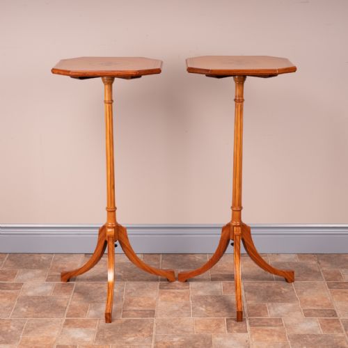 PAIR OF INLAID SATINWOOD TORCHERE STANDS - ADDITIONAL PHOTO 2