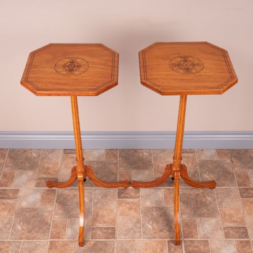 PAIR OF INLAID SATINWOOD TORCHERE STANDS - ADDITIONAL PHOTO 3