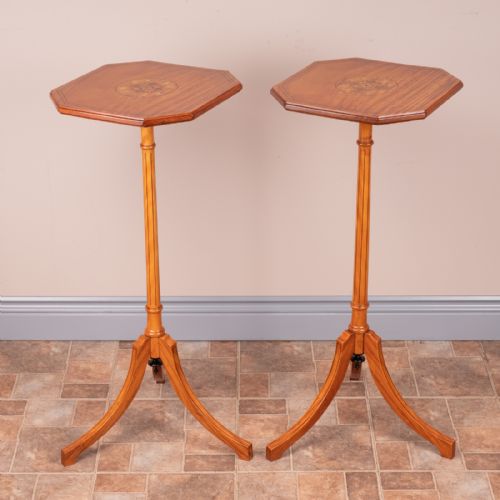 PAIR OF INLAID SATINWOOD TORCHERE STANDS - ADDITIONAL PHOTO 5