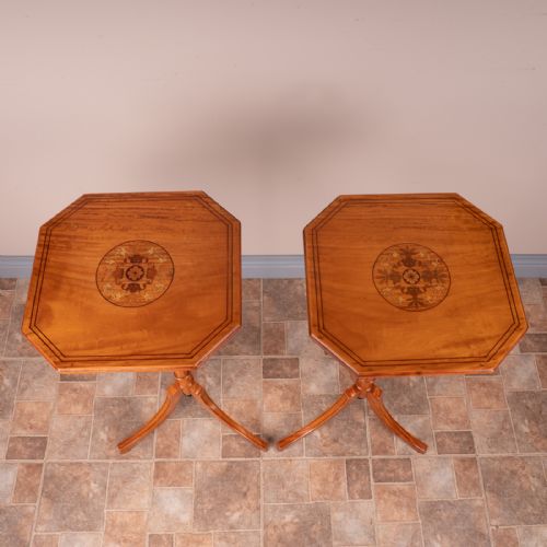 PAIR OF INLAID SATINWOOD TORCHERE STANDS - ADDITIONAL PHOTO 7