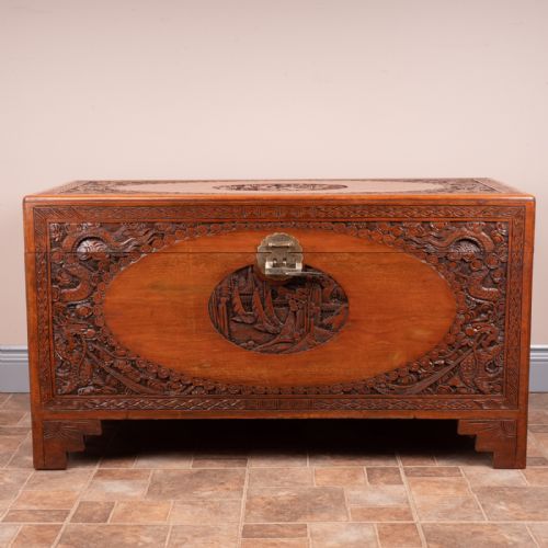 CARVED ORIENTAL CAMPHORWOOD LINED TRUNK - ADDITIONAL PHOTO 1