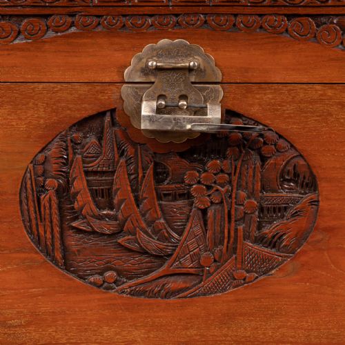CARVED ORIENTAL CAMPHORWOOD LINED TRUNK - ADDITIONAL PHOTO 2