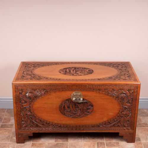 CARVED ORIENTAL CAMPHORWOOD LINED TRUNK - ADDITIONAL PHOTO 3