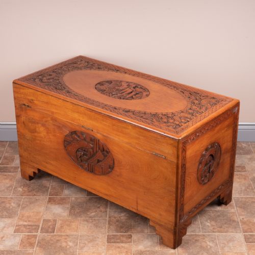 CARVED ORIENTAL CAMPHORWOOD LINED TRUNK - ADDITIONAL PHOTO 7