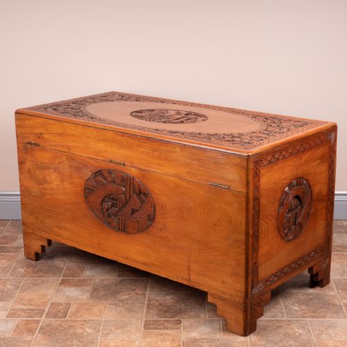 CARVED ORIENTAL CAMPHORWOOD LINED TRUNK - ADDITIONAL PHOTO 8