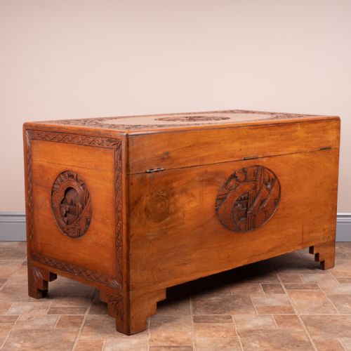CARVED ORIENTAL CAMPHORWOOD LINED TRUNK - ADDITIONAL PHOTO 11