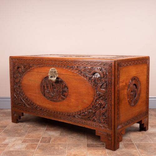 CARVED ORIENTAL CAMPHORWOOD LINED TRUNK - ADDITIONAL PHOTO 13