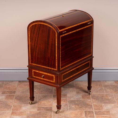 good quality inlaid mahogany covered canterbury - CATEGORY: ANTIQUE FURNITURE - DATED EDWARDIAN