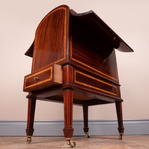 GOOD QUALITY INLAID MAHOGANY COVERED CANTERBURY - ADDITIONAL PHOTO 22