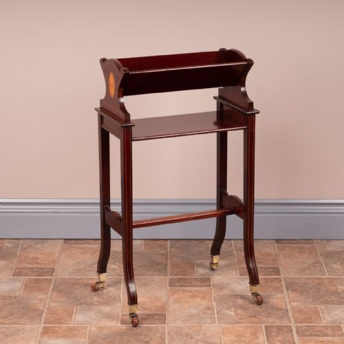 EDWARDIAN INLAID MAHOGANY BOOK TROUGH - ADDITIONAL PHOTO 7