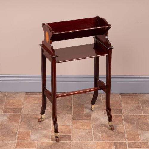 EDWARDIAN INLAID MAHOGANY BOOK TROUGH - ADDITIONAL PHOTO 8