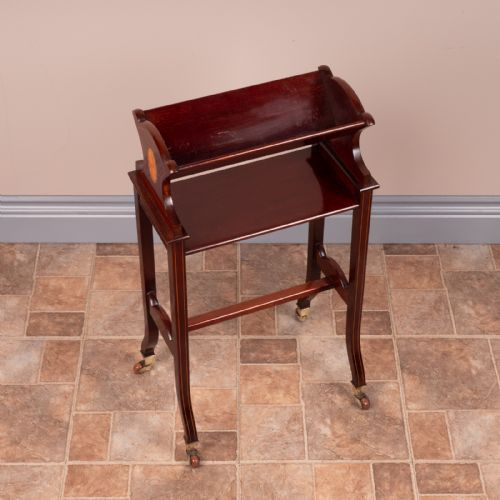 EDWARDIAN INLAID MAHOGANY BOOK TROUGH - ADDITIONAL PHOTO 9