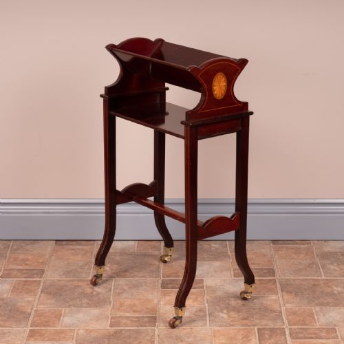 EDWARDIAN INLAID MAHOGANY BOOK TROUGH - ADDITIONAL PHOTO 11